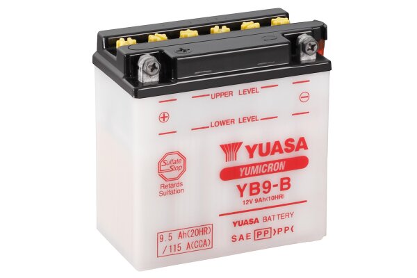 Yuasa Batterie YB9-B (DC) ohne Säure 12V/9AH (10 Std.) [137x77x141] CCA=115A Säurefüllmenge 600 ml