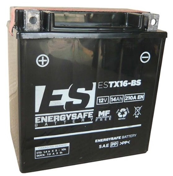 ES Energy Safe Batterie ENERGYSAFE ESTX16-BS (CP) mit Säurepack 12V/14AH (10 Std.) [150x87x161] CCA=210A (2 Jahre Garantie - s. Artikeltext)