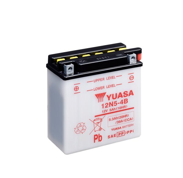 Yuasa Batterie 12N5-4B (DC) ohne Säure 12V/5AH (10 Std.) [120x60x130] CCA=39A Säurefüllmenge 400 ml