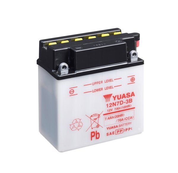 Yuasa Batterie 12N7D-3B (DC) ohne Säure 12V/7AH (10 Std.) [135x75x150] CCA=70A Säurefüllmenge 600 ml