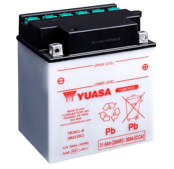 Yuasa Batterie YB30CL-B (DC) ohne Säure 12V/30AH (10 Std.) [168x132x192] CCA=300A Säurefüllmenge 240 ml