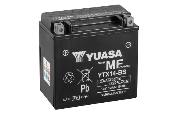 Yuasa Batterie YTX14 (WC) AGM / Gel 12V/12AH (10 Std.) [150x87x145] CCA=200A