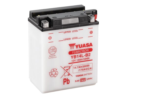 Yuasa Batterie YB14L-B2 (CP) mit Säurpack 12V/14AH (10 Std.) [136x91x168] CCA=175A