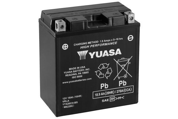 Yuasa Batterie YTX20CH-BS (CP) mit Säurepack 12V/18AH (10 Std.) [150x87x161] CCA=270A