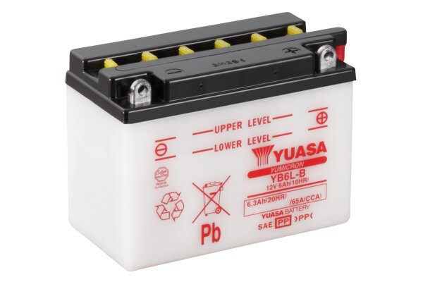 Yuasa Batterie YB6L-B (DC) ohne Säure 12V/6AH (10 Std.) [138x72,5x100] CCA=65A Säurefüllmenge 400 ml