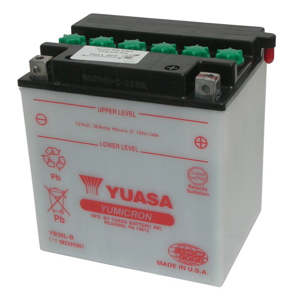 Yuasa Batterie YB30L-B (DC) ohne Säure 12V/30AH (10 Std.) [168x132x176] CCA=300A Säurefüllmenge 1700 ml