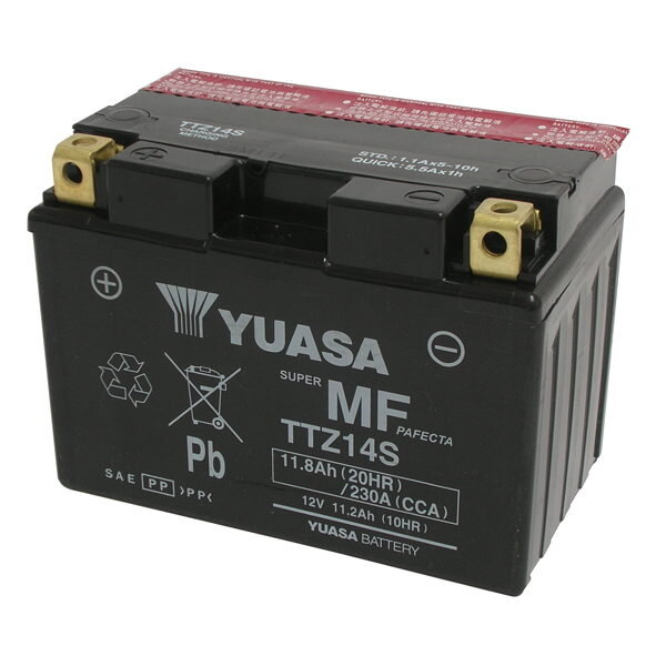 Yuasa Batterie TTZ14S (CP) mit Säurepack 12V/11,2AH (10 Std.) [150x87x110] CCA=230A