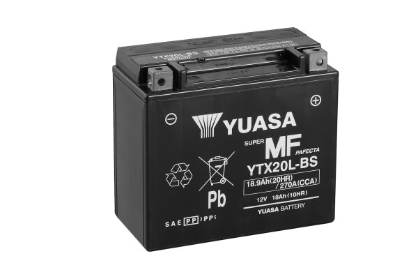 Yuasa Batterie YTX20L-BS (CP) mit Säurepack 12V/18AH (10 Std.) [175x87x155] CCA=270A