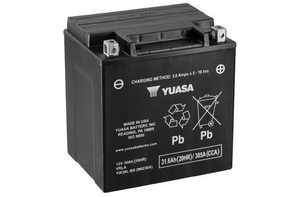 Yuasa Batterie YIX30L-BS (CP) mit Säurepack 12V/30AH (10 Std.) [166x126x175] CCA=400A