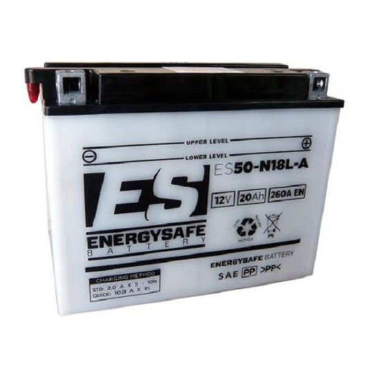 ES Energy Safe Batterie ENERGYSAFE ES50-N18L-A (CP) mit Säurepack 12V/20AH (10 Std.) [205x90x162] CCA=260A (2 Jahre Garantie - s. Artikeltext)