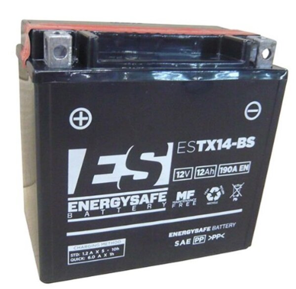 ES Energy Safe Batterie ENERGYSAFE ESTX14-BS (CP) mit Säurepack 12V/12AH (10 Std.) [150x87x145] CCA=190A (2 Jahre Garantie - s. Artikeltext)