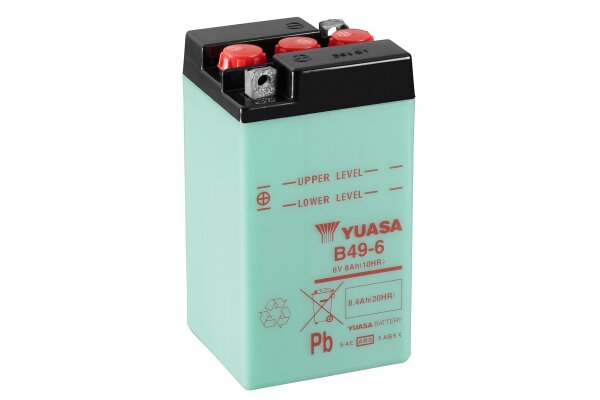 Yuasa Batterie B49-6 (CP) mit Säurepack 6V/8AH (10 Std.) [91x83x161]