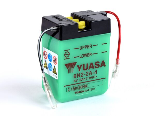 Yuasa Batterie 6N2-2A-4 (DC) ohne Säure 6V/2AH (10 Std.) [70x47x96] Säurefüllmenge 100 ml