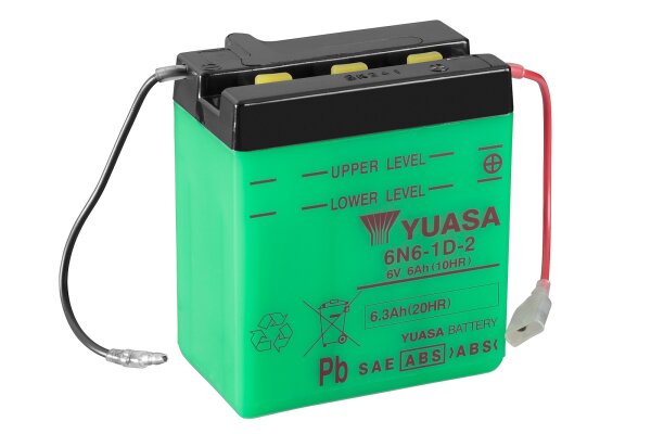 Yuasa Batterie 6N6-1D-2 (DC) ohne Säure 6V/6AH (10 Std.) [99x57x111] Säurefüllmenge 300 ml