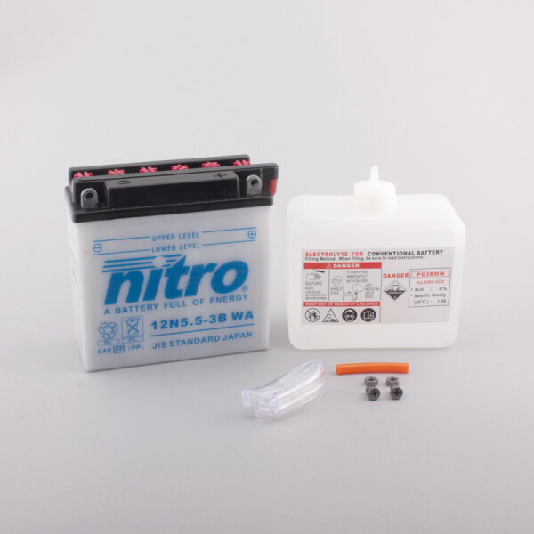 Nitro Batterie 12N5.5-3B (CP) mit Säurepack 12V/5,5Ah [135x60x130] CCA=60A