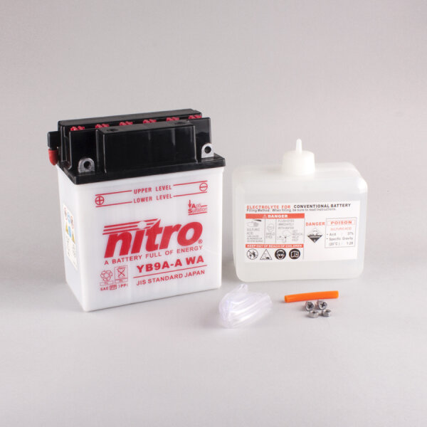 Nitro Batterie NB9A-A (CP) mit Säurepack 12V/9Ah [135x75x155] CCA=124A