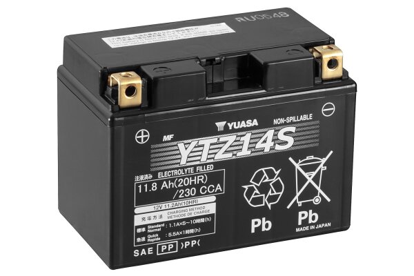 Yuasa Batterie YTZ14S (WC) AGM / Gel 12V/11,2AH (10 Std.) [150x87x110] CCA=230A