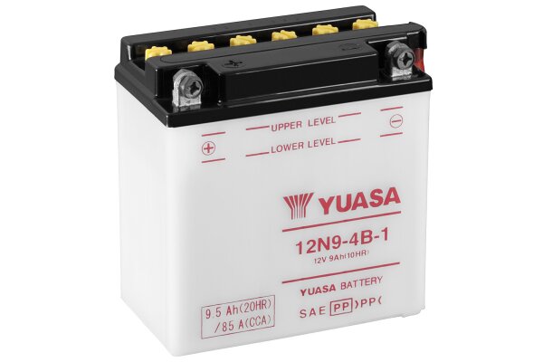 Yuasa Batterie 12N9-4B-1 (CP) mit Säurepack 12V/9AH (10 Std.) [135x75x139] CCA=85A