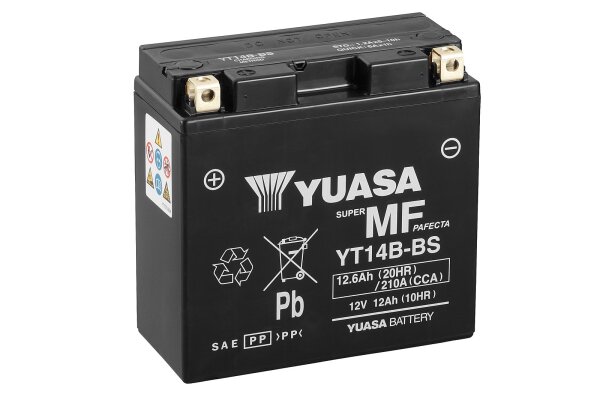 Yuasa Batterie YT14B-BS (CP) mit Säurepack 12V/12AH (10 Std.) [150x70x145] CCA=210A