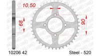 DC AFAM Stahl-Kettenrad 520 - 42Z (Silber) 10206-42| ID 68 LK 90 4-Loch