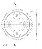 Supersprox Stahl-Kettenrad 428 - 50Z (schwarz) RFE-1204:50-BLK|ID 80,0 LK 100,0 4-Loch