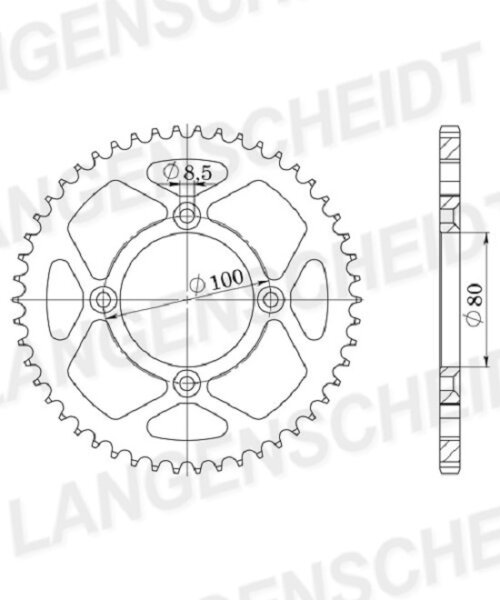 Supersprox Stahl-Kettenrad 428 - 49Z (schwarz) RFE-1204:49-BLK|ID 80,0 LK 100,0 4-Loch