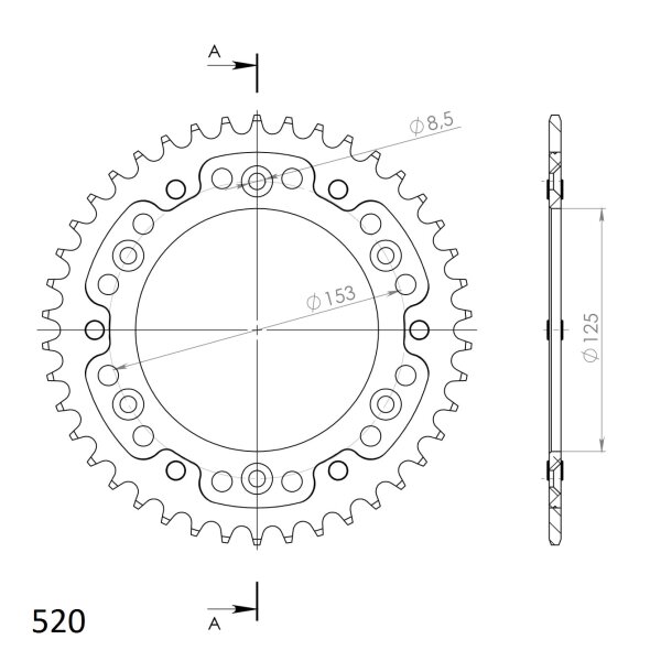 Supersprox Stealth-Kettenrad 520 - 42Z (orange) RST-210:42-ORG|ID 125,0 LK 153,0 6-Loch