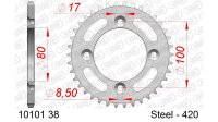 DC AFAM Stahl-Kettenrad 420 - 38Z (Silber) 10101-38| ID 80 LK 100 4-Loch