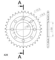 Supersprox Stahl-Kettenrad 428 - 35Z (schwarz) RFE-269:35-BLK|ID 58,0 LK 90,0 4-Loch/4-Loch