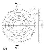 Supersprox Stahl-Kettenrad 428 - 43Z (schwarz) RFE-269:43-BLK|ID 58,0 LK 90,0 4-Loch/4-Loch