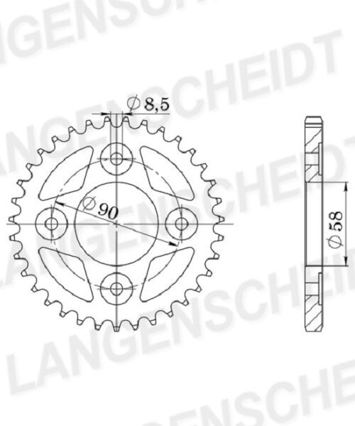 Supersprox Stahl-Kettenrad 428 - 47Z (schwarz) RFE-1222:47-BLK|ID 68,0 LK 90,0 6-Loch