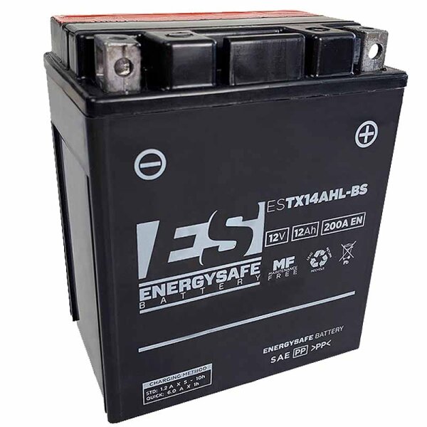 ES Energy Safe Batterie ENERGYSAFE ESTX14AHL-BS (CP) m. Säurepack 12V/AH (10 Std.) [134x89x166] CCA=210A (2 Jahre Garantie - s. Artikeltext)