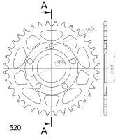 Supersprox Stealth-Kettenrad 520 - 36Z (gold) RST-604:36-GLD|ID 58,0 LK 90,0 5-Loch