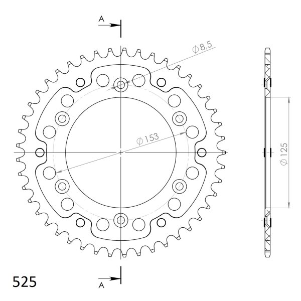 Supersprox Stealth-Kettenrad 520 - 43Z (rot) RST-210:43-RED|ID 125,0 LK 153,0 6-Loch