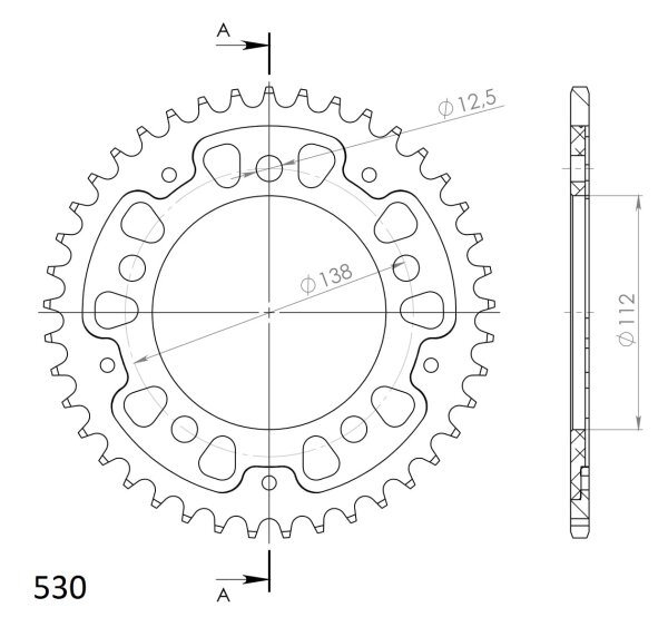 Supersprox Stealth-Kettenrad 530 - 41Z (rot) RST-302:41-RED|ID 112,0 LK 138,0 5-Loch