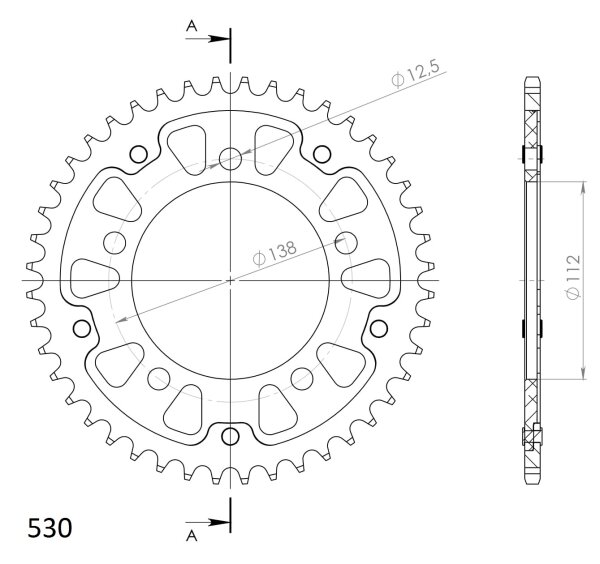 Supersprox Stealth-Kettenrad 530 - 42Z (rot) RST-302:42-RED|ID 112,0 LK 138,0 5-Loch