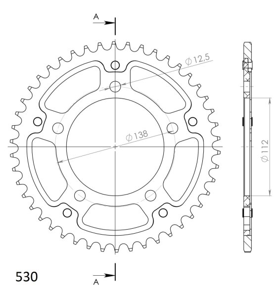 Supersprox Stealth-Kettenrad 530 - 45Z (rot) RST-302:45-RED|ID 112,0 LK 138,0 5-Loch