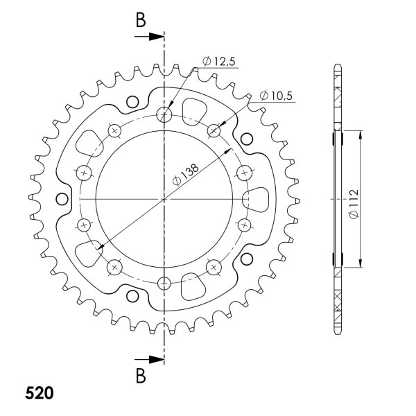 Supersprox Stealth-Kettenrad 520 - 41Z (rot) RST-1303:41-RED|ID 112,0 LK 138,0 5-Loch/5-Loch