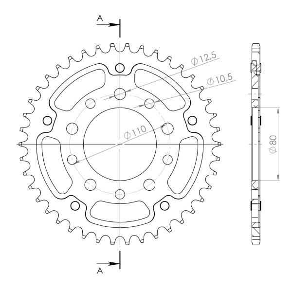 Supersprox Stealth-Kettenrad 530 - 41Z (gold) RST-1334:41-GLD|ID 80,0 LK 110,0 5-Loch/5-Loch