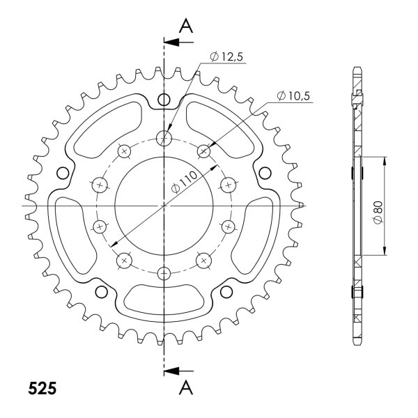 Supersprox Stealth-Kettenrad 525 - 43Z (gold) RST-1332:43-GLD|ID 80,0 LK 110,0 5-Loch