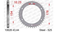 DC AFAM Stahl-Kettenrad 525 - 43Z (Silber) 10628-43| ID 154 LK 176 6-Loch