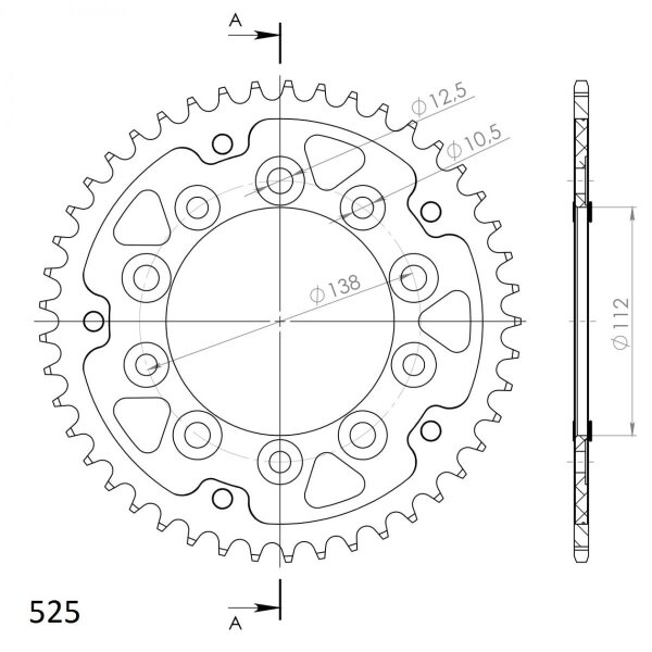 Supersprox Stealth-Kettenrad 525 - 46Z (gold) RST-1304:46-GLD|ID 112,0 LK 138,0 5-Loch