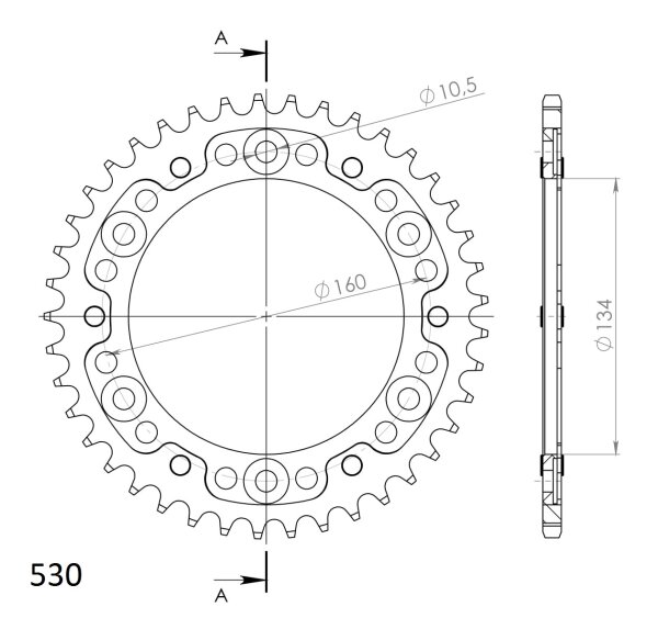 Supersprox Stealth-Kettenrad 530 - 40Z (rot) RST-1306:40-RED|ID 134,0 LK 160,0 6-Loch