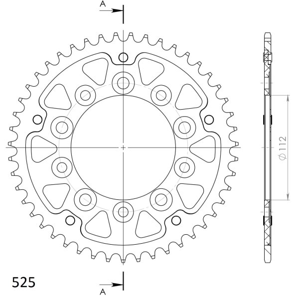 Supersprox Stealth-Kettenrad 525 - 47Z (rot) RST-1304:47-RED|ID 112,0 LK 138,0 5-Loch