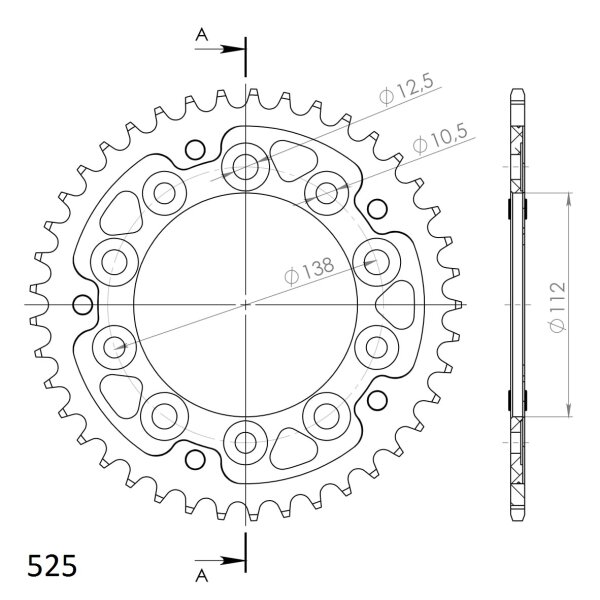 Supersprox Stealth-Kettenrad 525 - 41Z (rot) RST-1304:41-RED|ID 112,0 LK 138,0 5-Loch