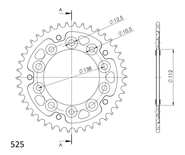 Supersprox Stealth-Kettenrad 525 - 42Z (rot) RST-1304:42-RED|ID 112,0 LK 138,0 5-Loch