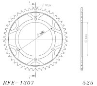 Supersprox Stahl-Kettenrad 525 - 45Z (schwarz) RFE-1307:45-BLK|ID 134,0 LK 160,0 6-Loch