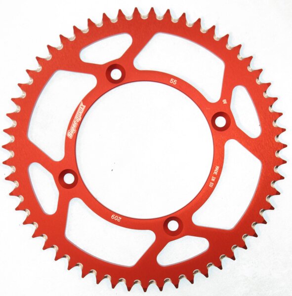 Supersprox Alu-Kettenrad 420 - 55Z (rot) RAL-209:55-RED|ID 110,0 LK 130,0 4-Loch