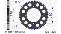 DC AFAM Alu-Kettenrad 420 - 49Z (Gun Metal) 11104+49 | ID 110 LK 130 4-Loch mit Schlammnut