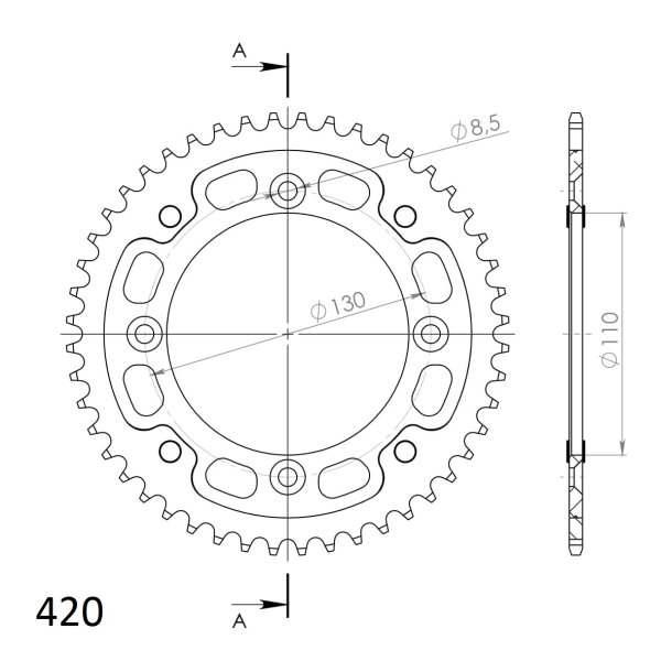 Supersprox Stealth-Kettenrad 420 - 47Z (gold) RST-209:47-GLD|ID 110,0 LK 130,0 4-Loch